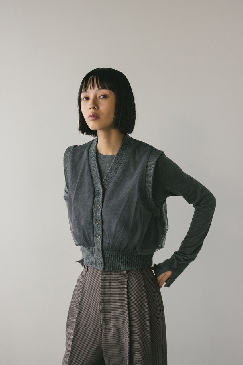 STYLEMIXER | チュールレイヤーニットベスト (ニット ) |SHEL'TTER