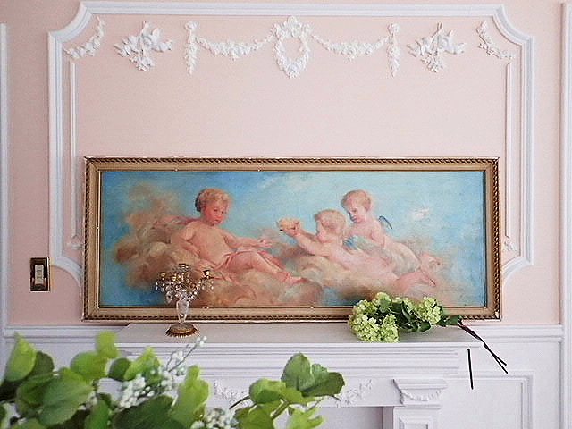 フランス絵画 ティファニーブルー『天空の天使』 - 薔薇と天使の