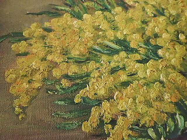 フランス油絵 『ミモザのある風景』 - 薔薇と天使のアンティーク