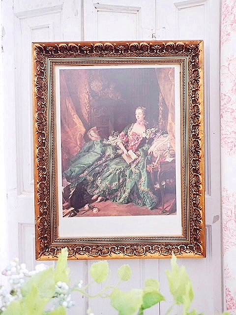 華麗 ポンパドール夫人 ポートレート額装 - 薔薇と天使のアンティーク