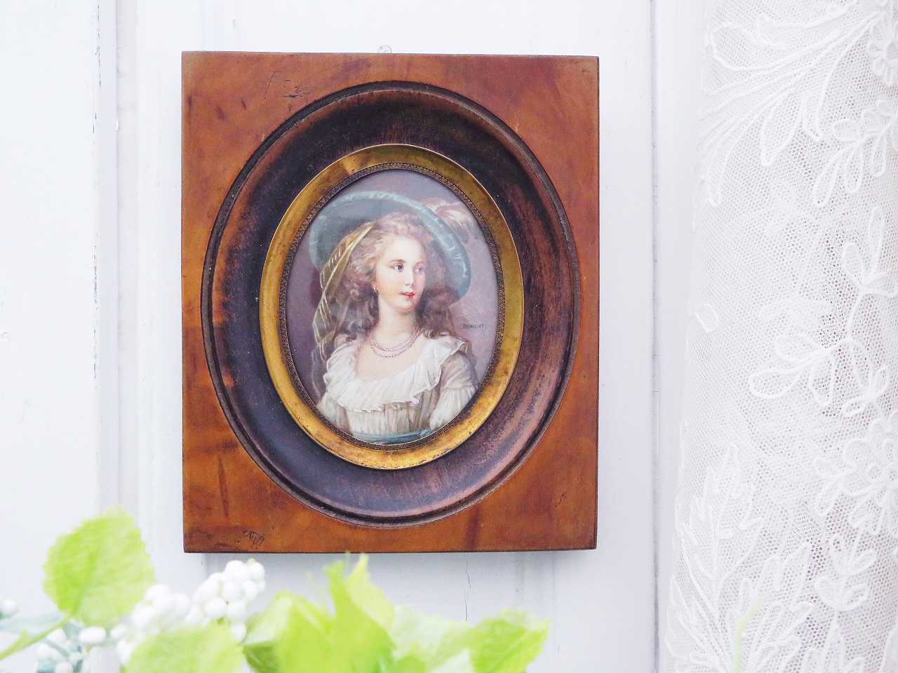 美麗 貴婦人肖像画フレーム - 薔薇と天使のアンティーク