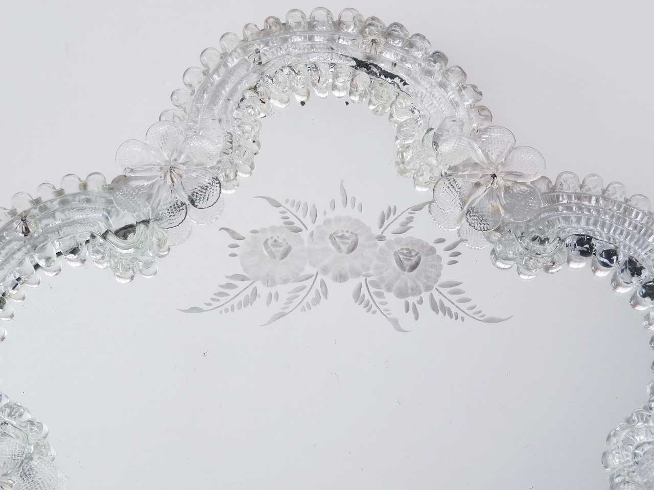 お花がいっぱい ムラーノガラスミラー - 薔薇と天使のアンティーク