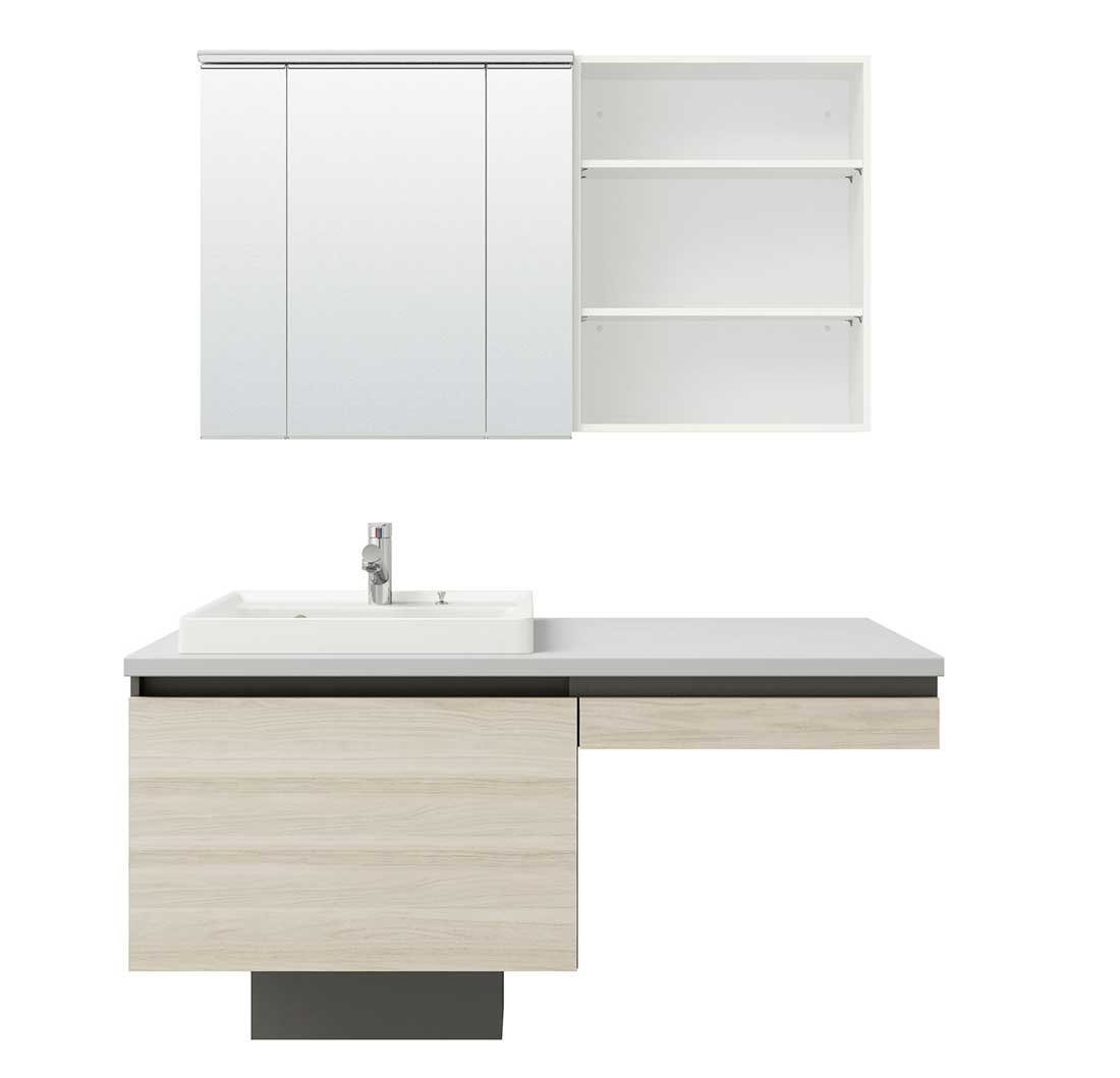 フロートスタイルの造作風洗面「アクアージュsai」を発売します