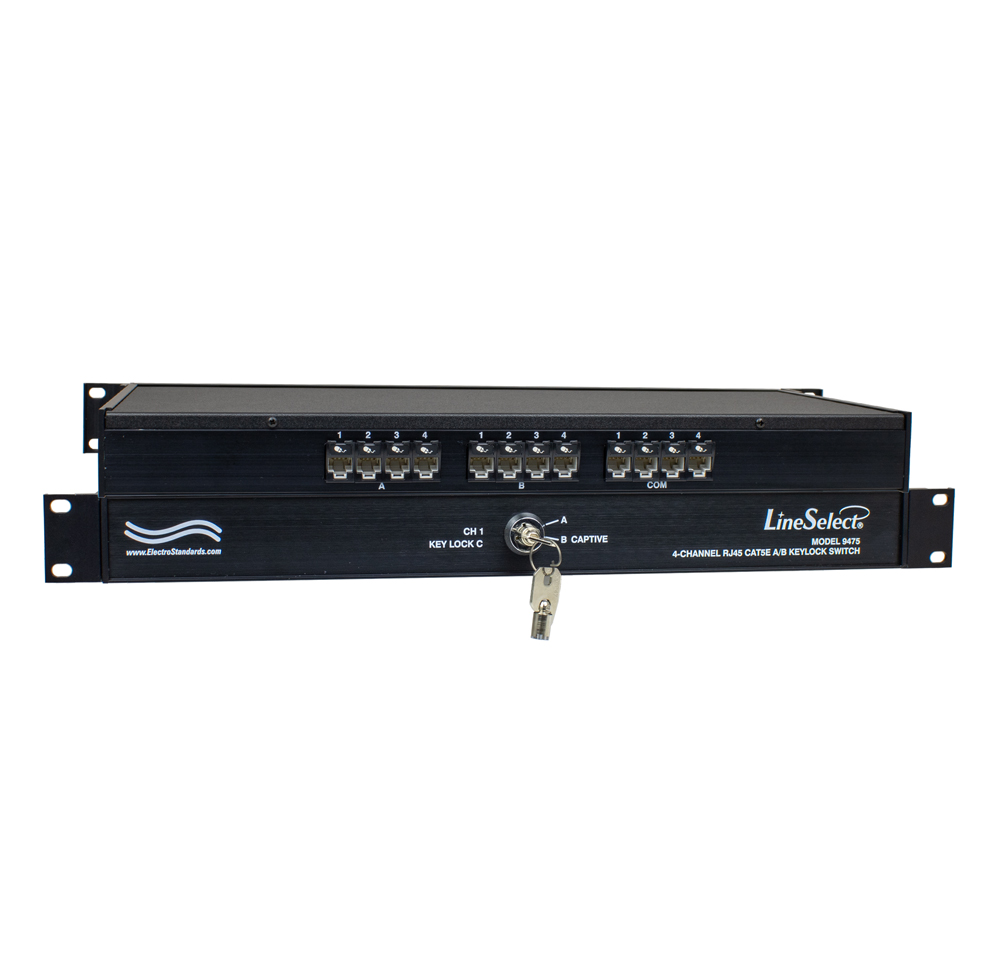 9475 4-Channel RJ45 Cat5e A/B Keylock Switch
