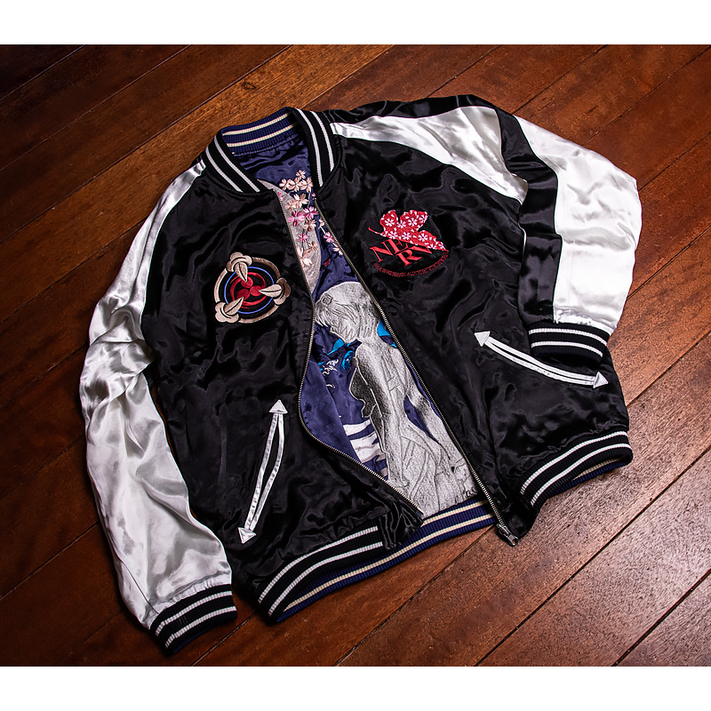 EVA GLOBAL】オリジナル リバーシブルスカジャン龍と初号機 ×夜桜と