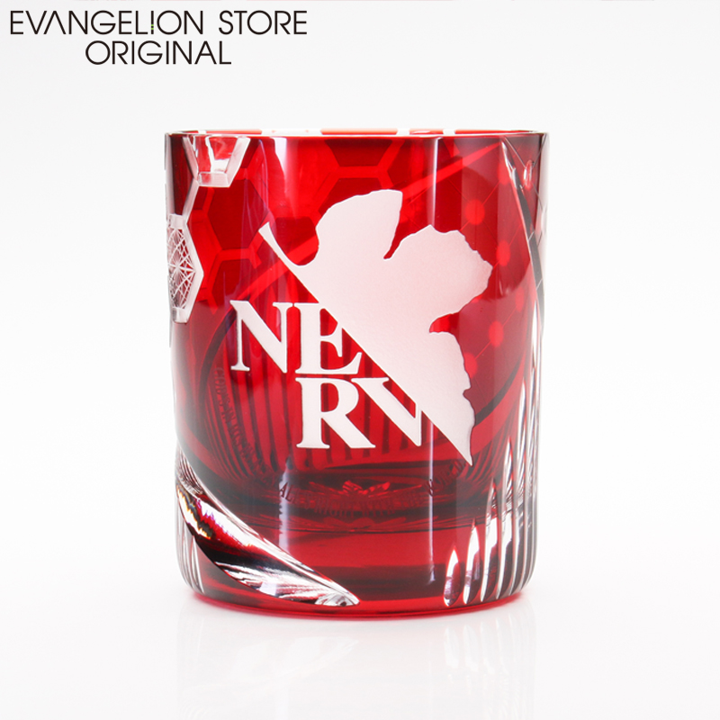 EVA STORE オリジナル 江戸切子ネルフグラス/赤: グッズ・雑貨類・食品