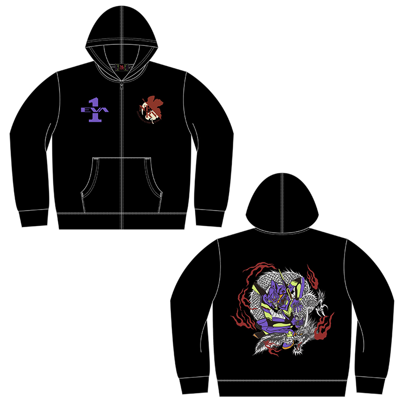 EVAx錦】月下桜2号機刺繍パーカー/ブラック(M ブラック