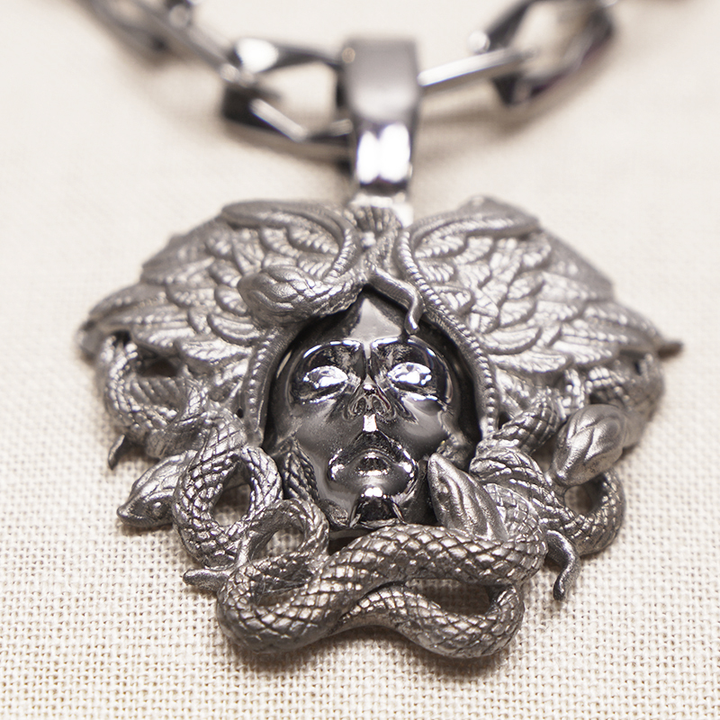 NEW $790 VERSACE Silver Tone MEDUSA WINGED SERPENT Pendant Link