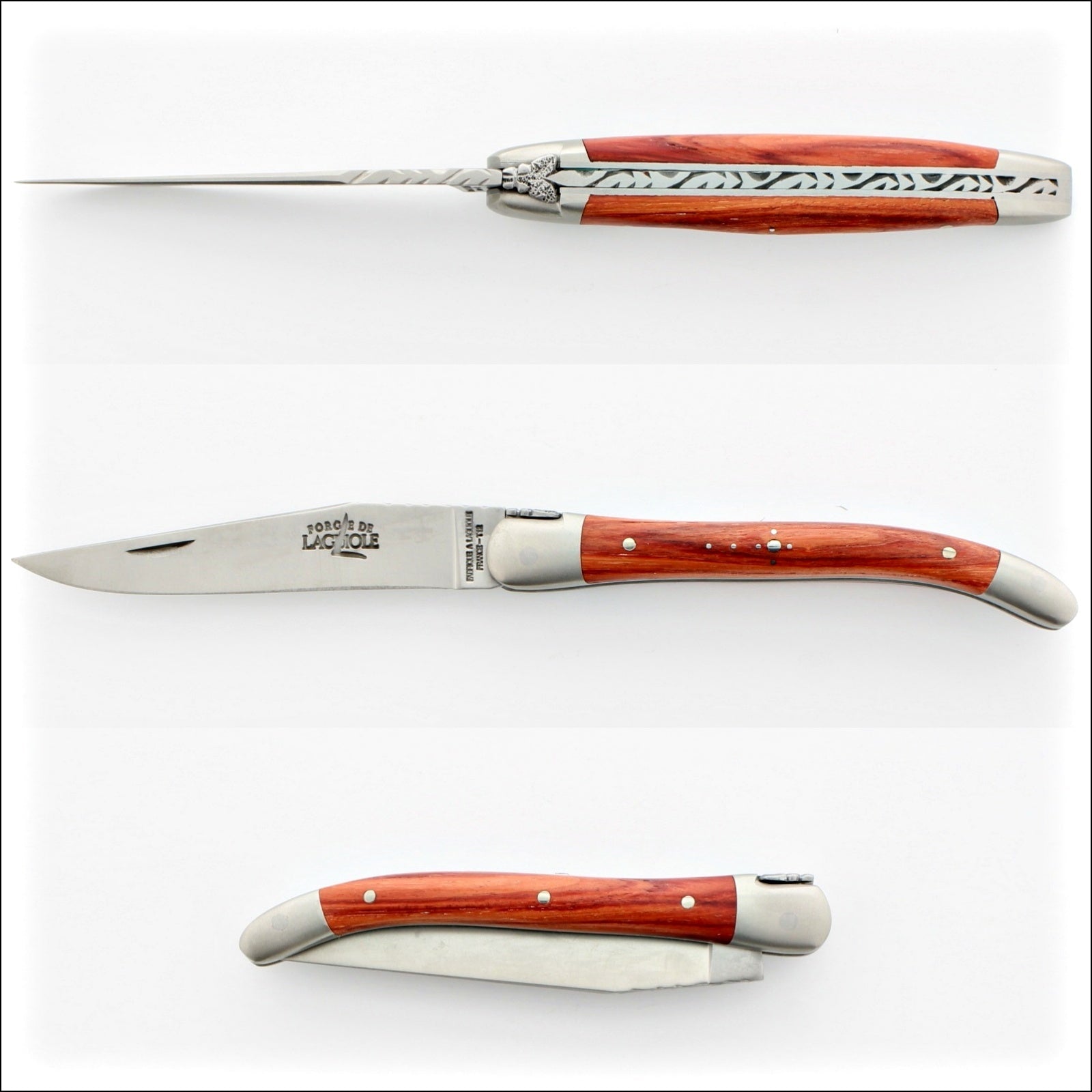 Forge de Laguiole Collection 9 cm Rosewood Satin Pocket Knife - A