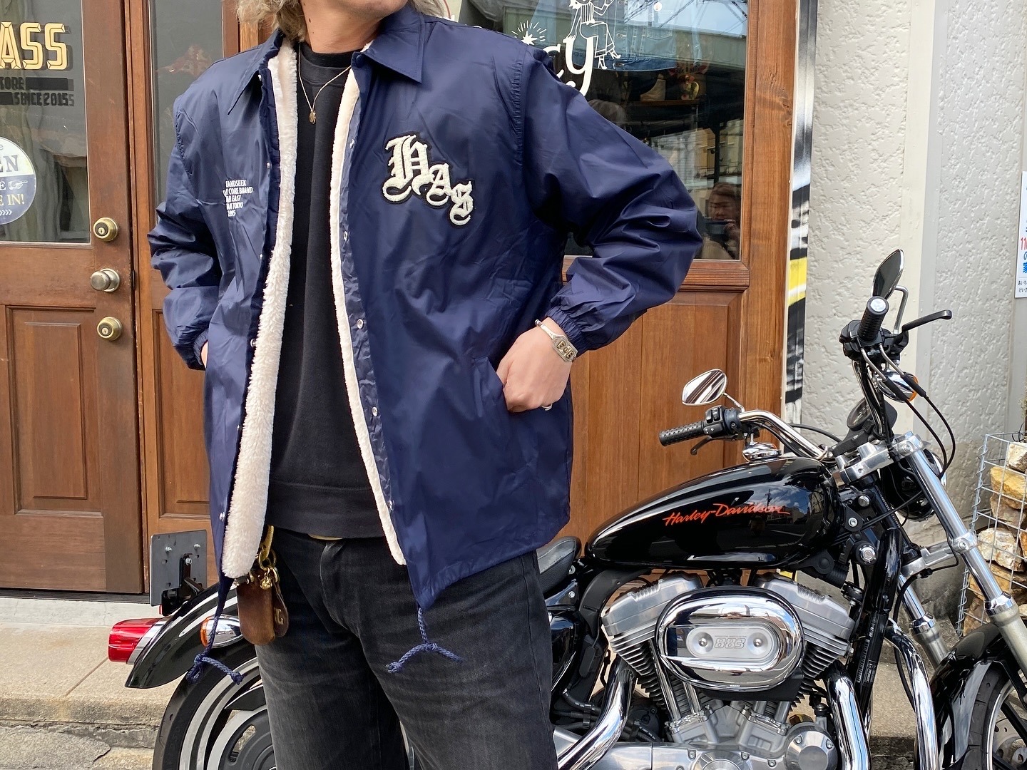 HIDEANDSEEK(ハイドアンドシーク) / HAS BOA COACH JACKET(NAVY)(HJ