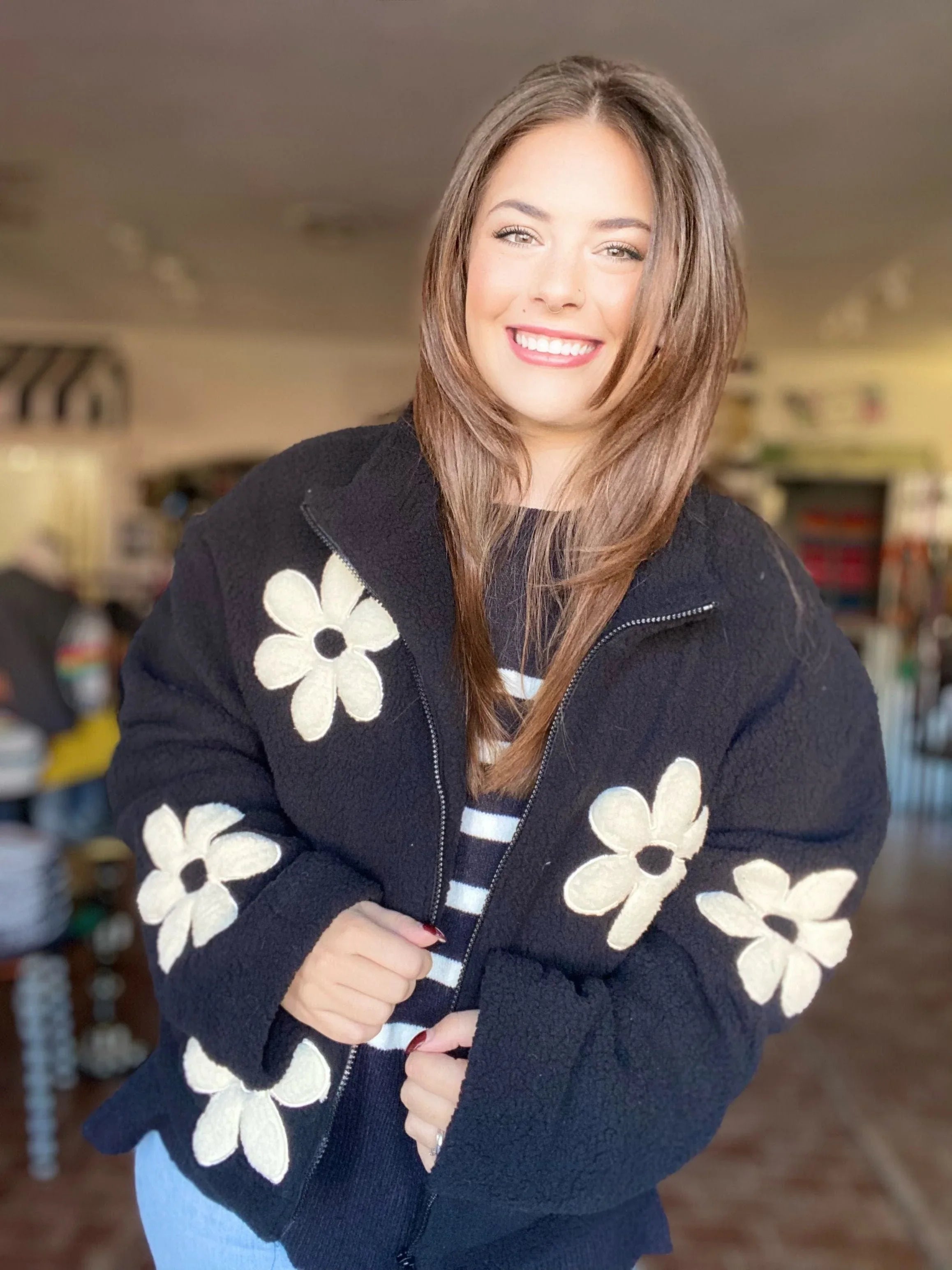 Flower Pop Fleece Jacket | FarmGirl Frosting Boutique