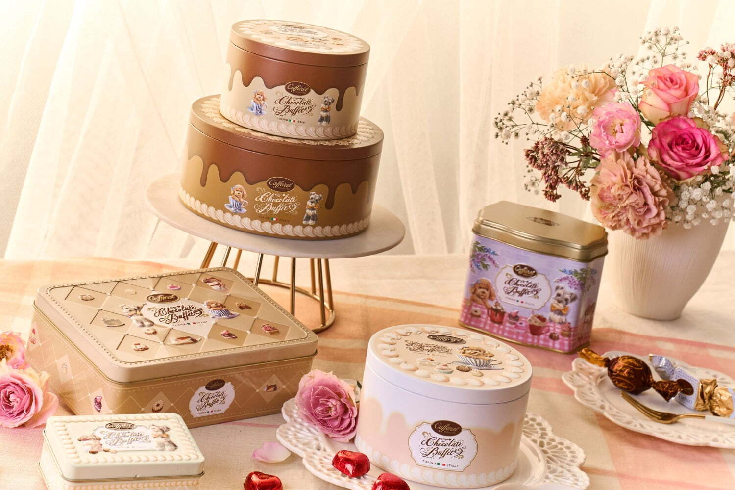 カファレル24年バレンタイン“まるでホールケーキ”缶入りチョコレート