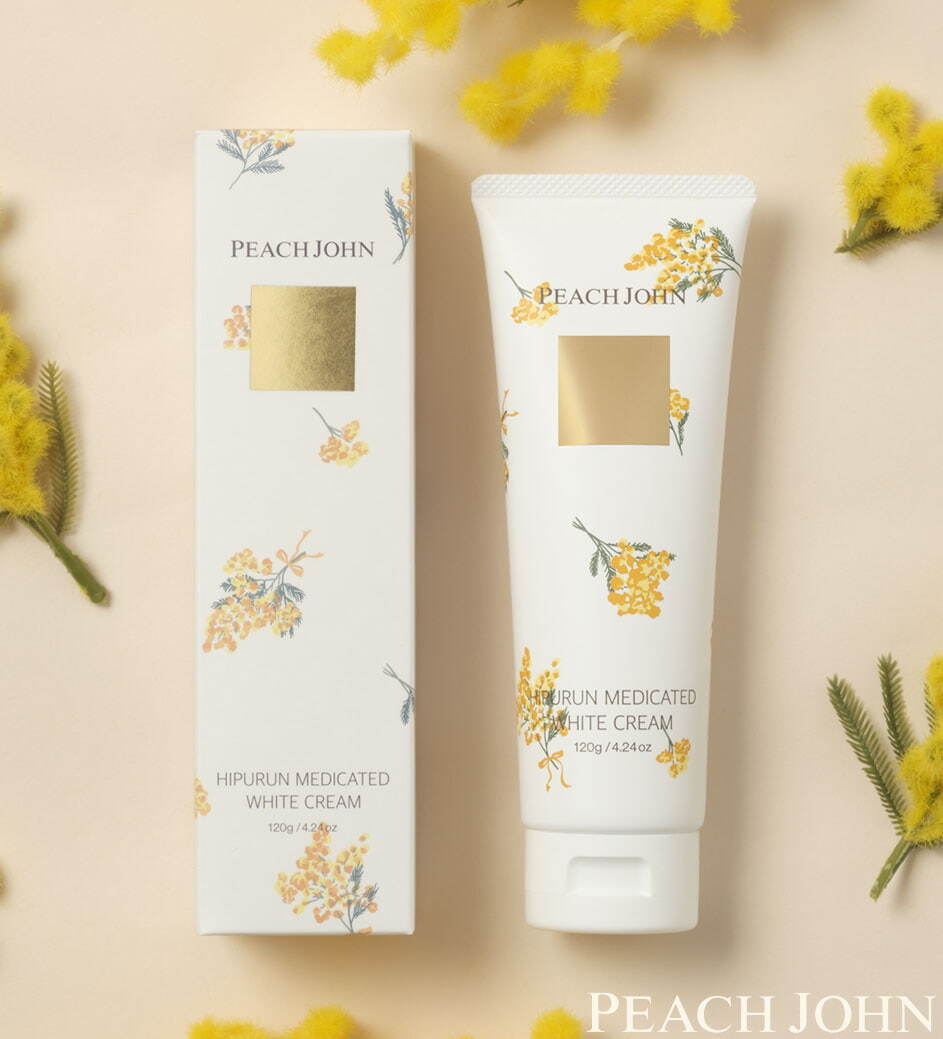 ピーチ・ジョン24年春“ミモザの花柄”ブラ＆ショーツ、なめらかな肌