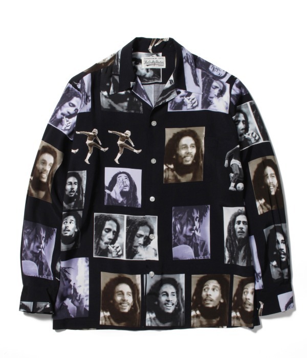 ワコマリア×ボブ・マーリー、全面フォトプリントの長袖ハワイアン