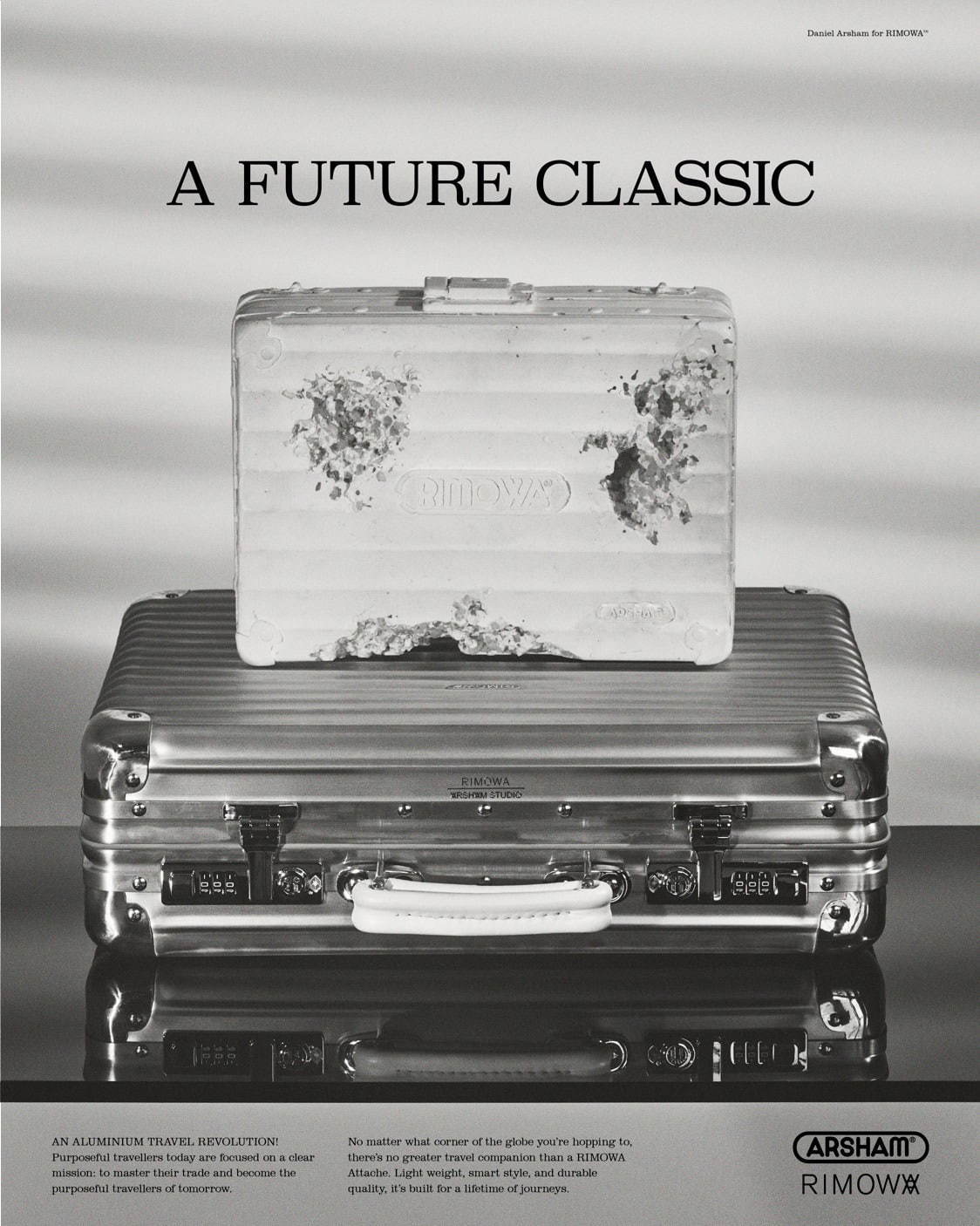 リモワ×ダニエル・アーシャムの限定スーツケース、風化した風貌＆汚れ