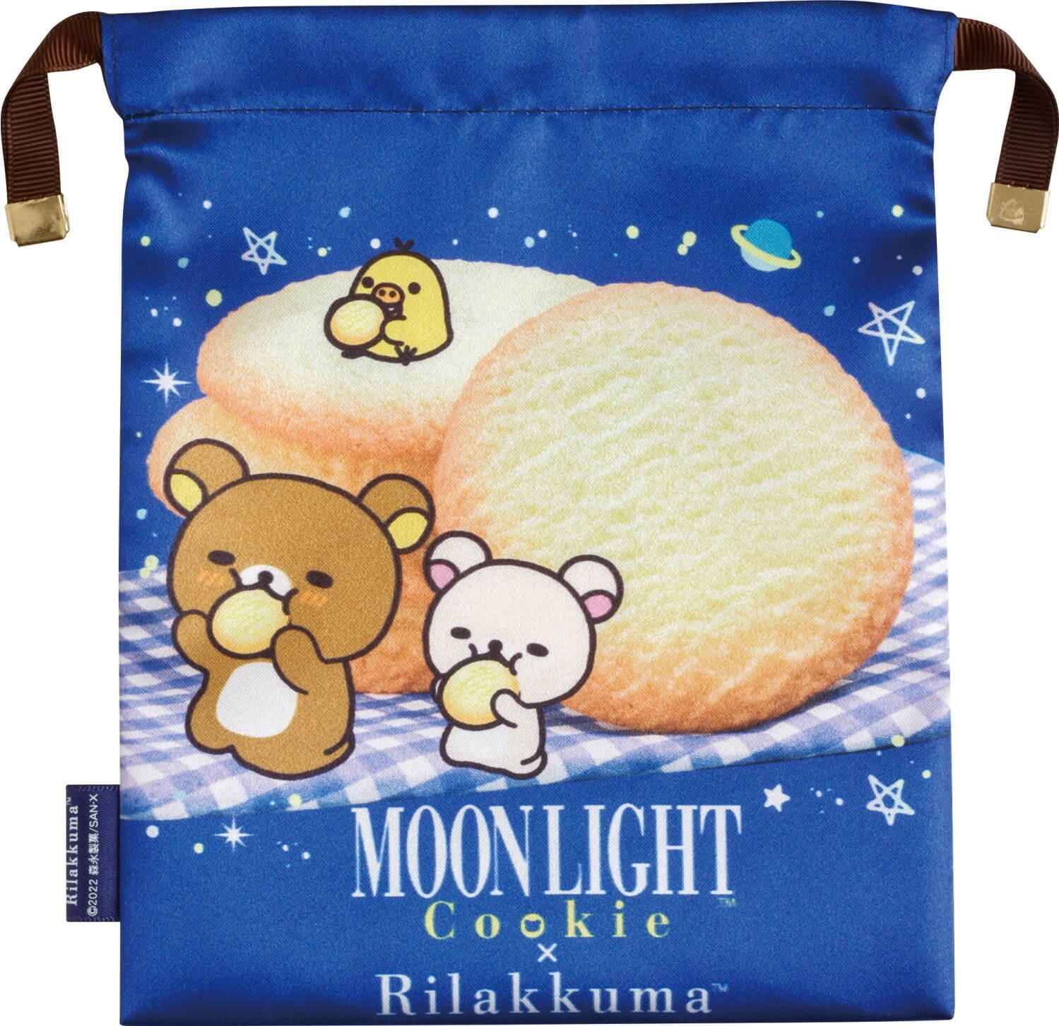 リラックマ×森永ビスケットのグッズ、コラボパッケージをイメージした