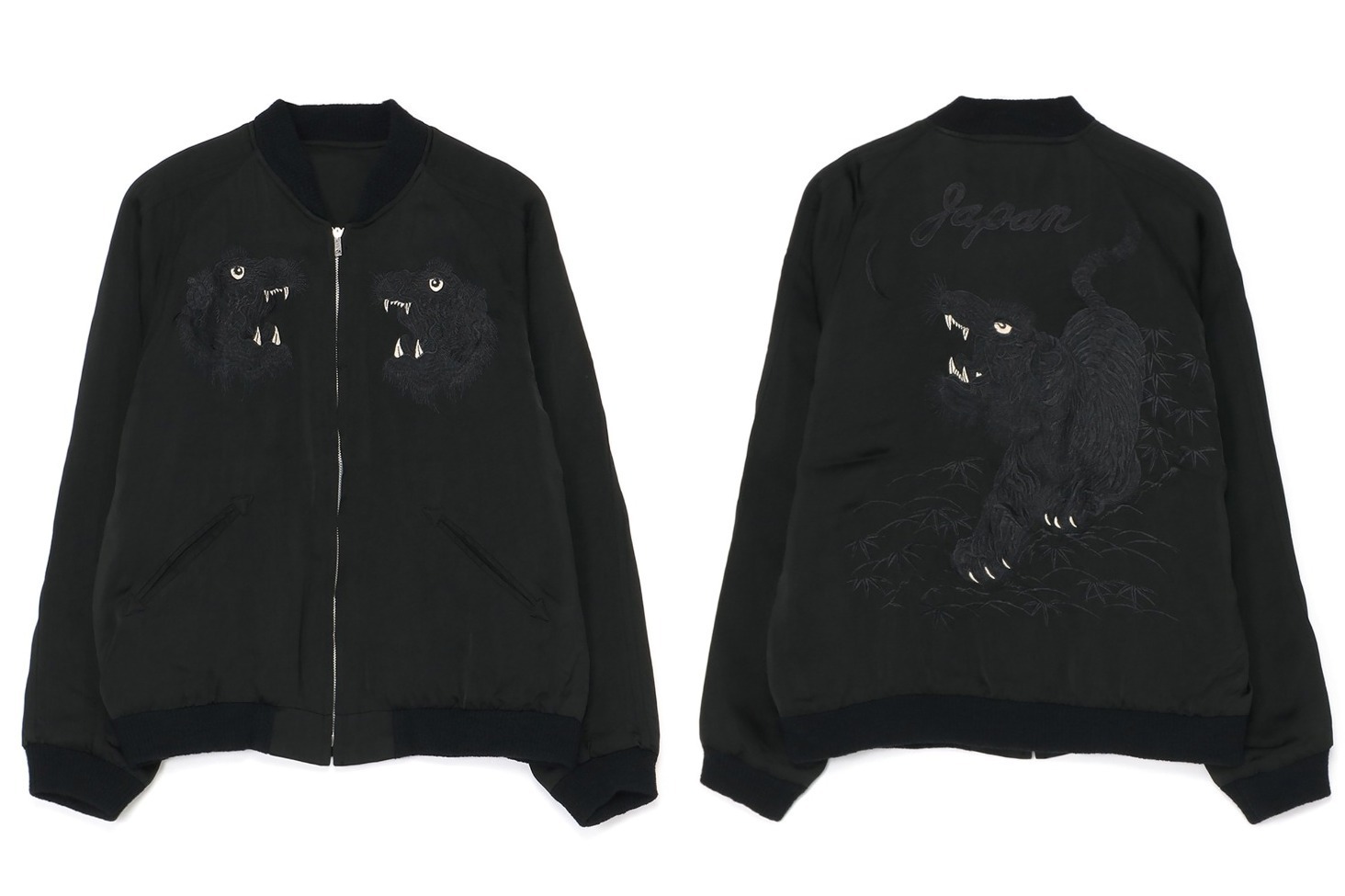 Y's×テーラー東洋“黒1色”の日本製スカジャン - 虎＆龍モチーフの