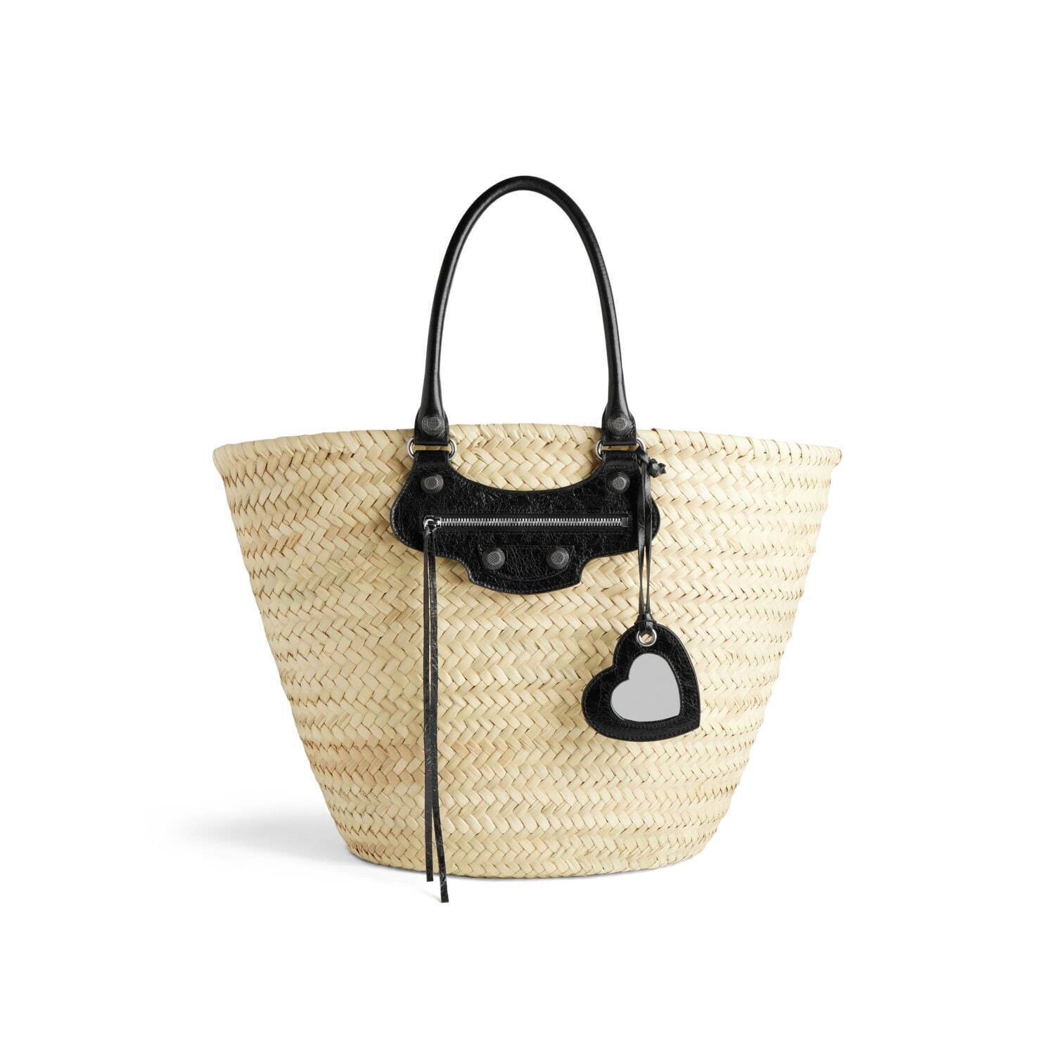 バレンシアガ「ル カゴール バスケット」“ハート型ミラー付き”ラフィア