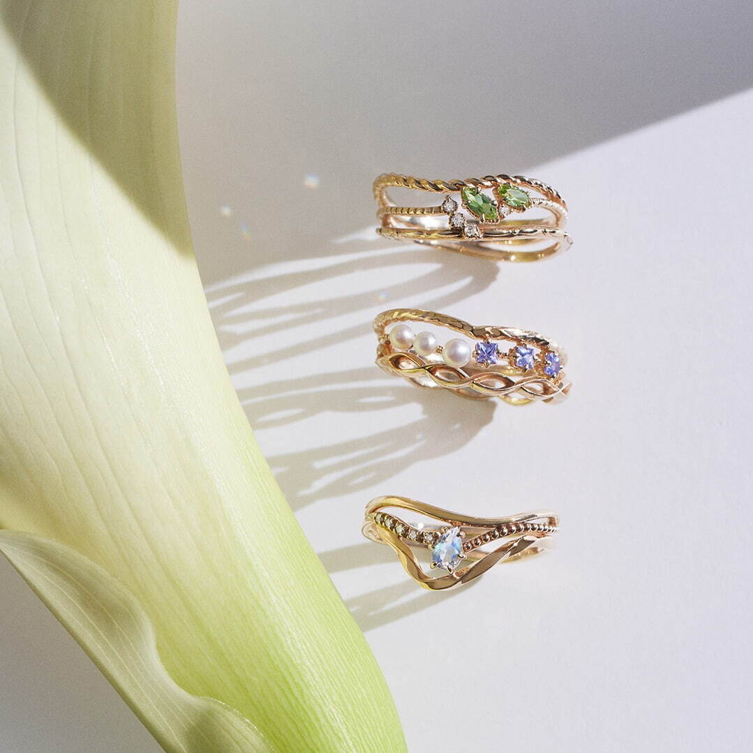 ノジェス24年春の新作ジュエリー、重ね付けで楽しむ“天然石”リング