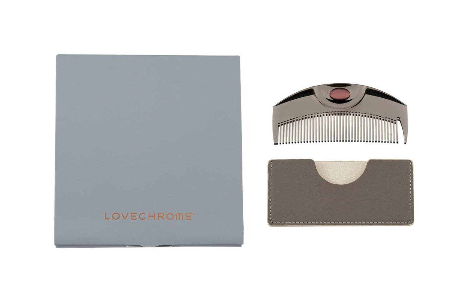 ラブクロムのヘアコームセット、“純金コーティング”の携帯櫛＆ケース