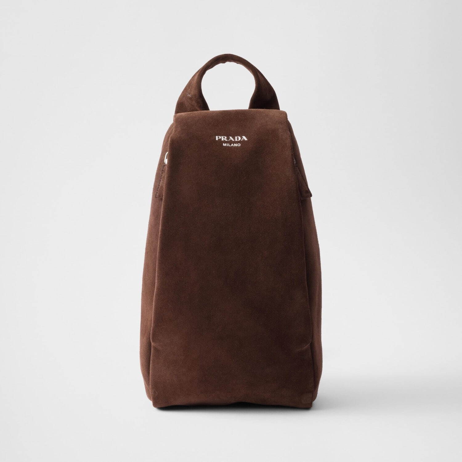 プラダ“ブラウンスエード”のメンズバッグ、ストラップ付きトートバッグ