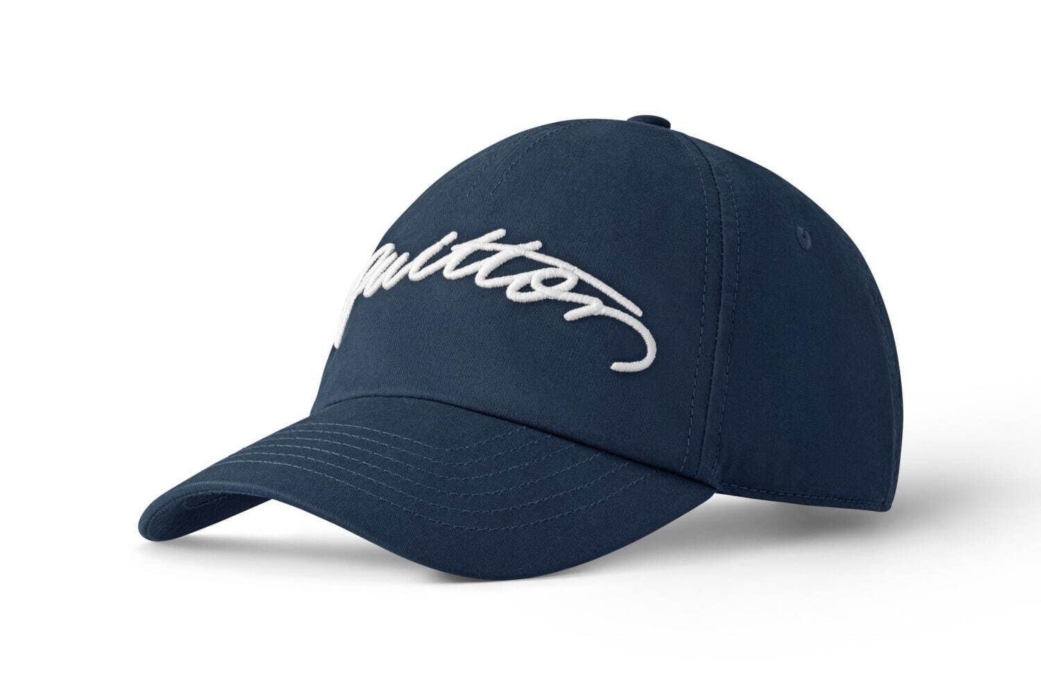 ルイ・ヴィトンのメンズキャップ、手描き風「Vuitton」刺繍のサンド