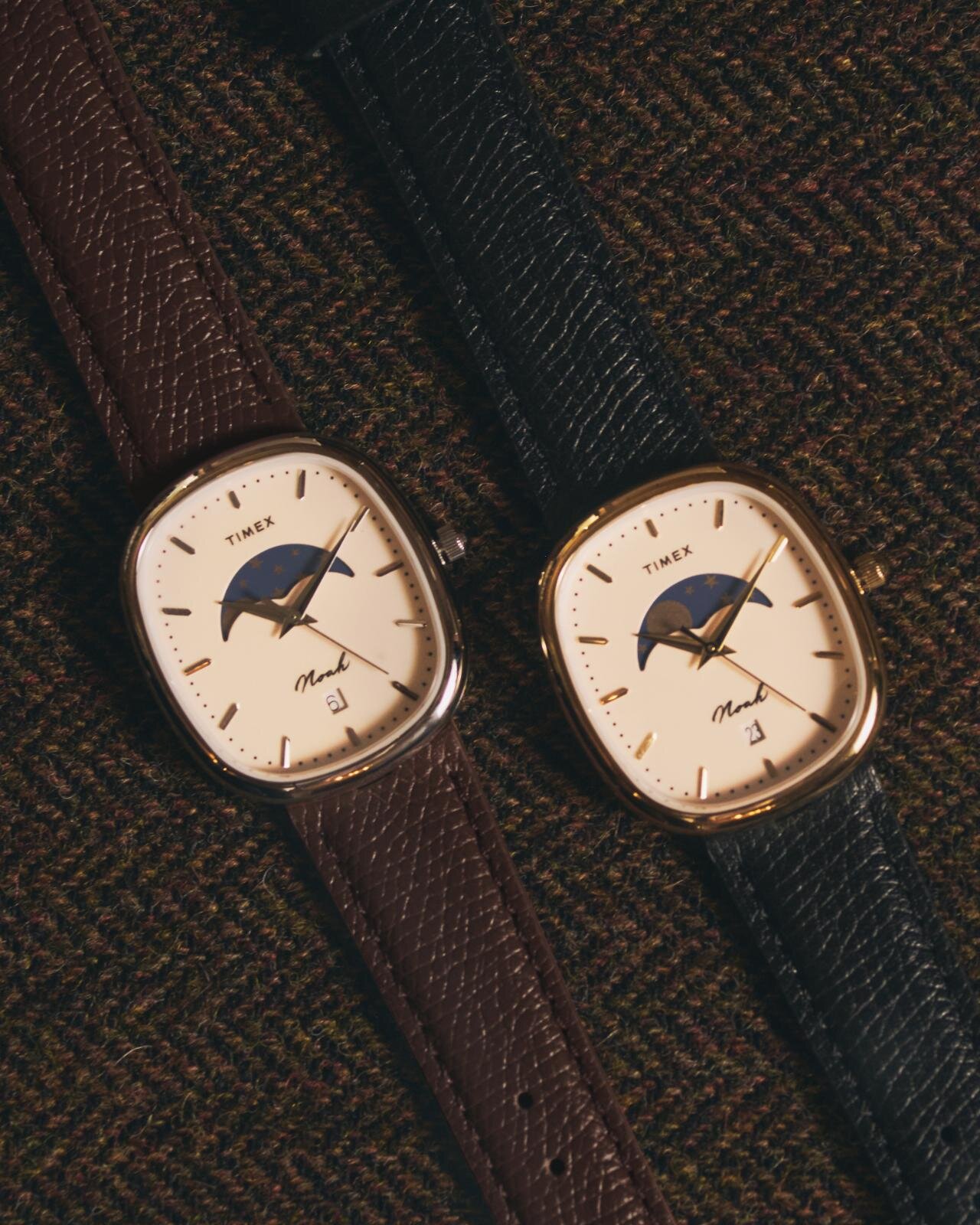 ノア×タイメックス丸いオーバルケースの腕時計 “月の満ち欠け”ムーン