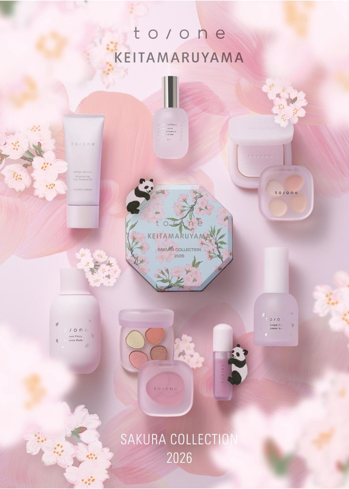 トーン×ケイタマルヤマ26年春の“夜桜”コスメ - 花びら色アイパレや