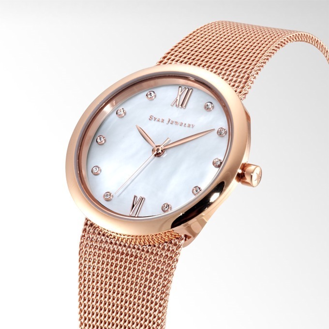 スタージュエリーの春限定ウォッチ - ピンクゴールドのメッシュベルト