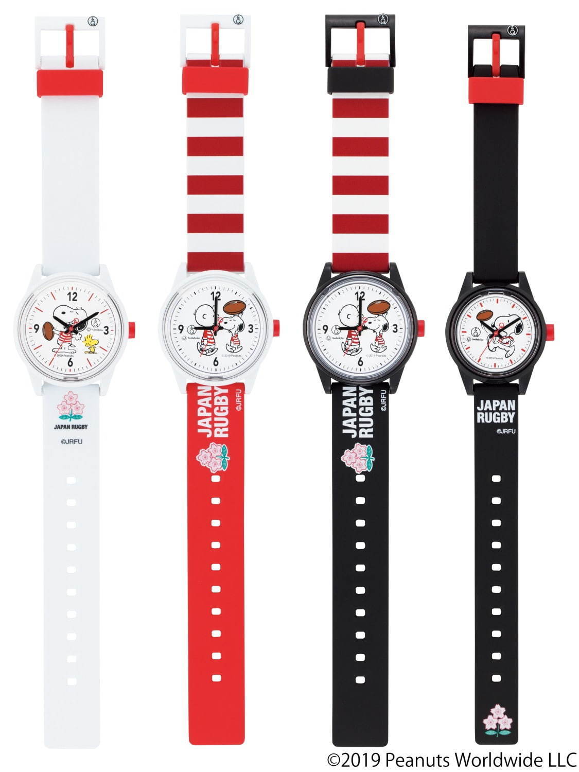 スヌーピーの限定ユニセックス腕時計、ピーナッツの仲間たちがラグビー