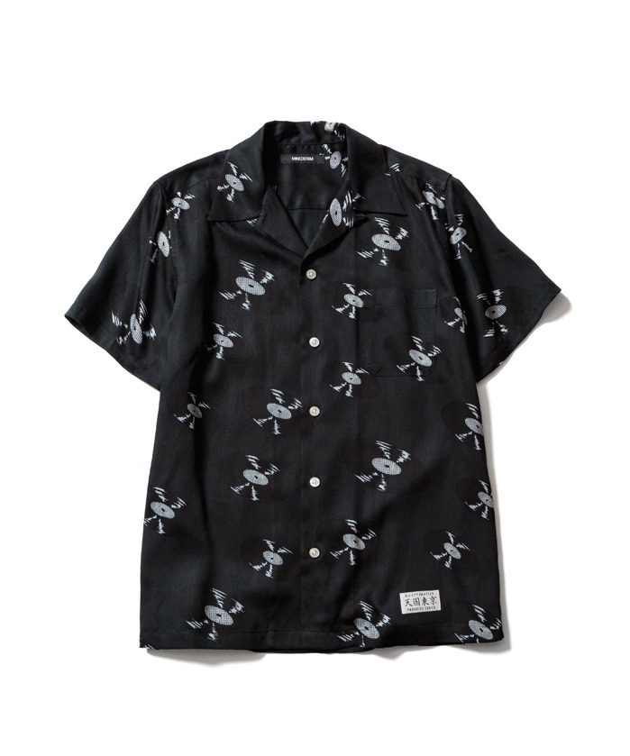 ワコマリア×マインデニム“レコード柄”ハワイアンシャツ、キュプラ