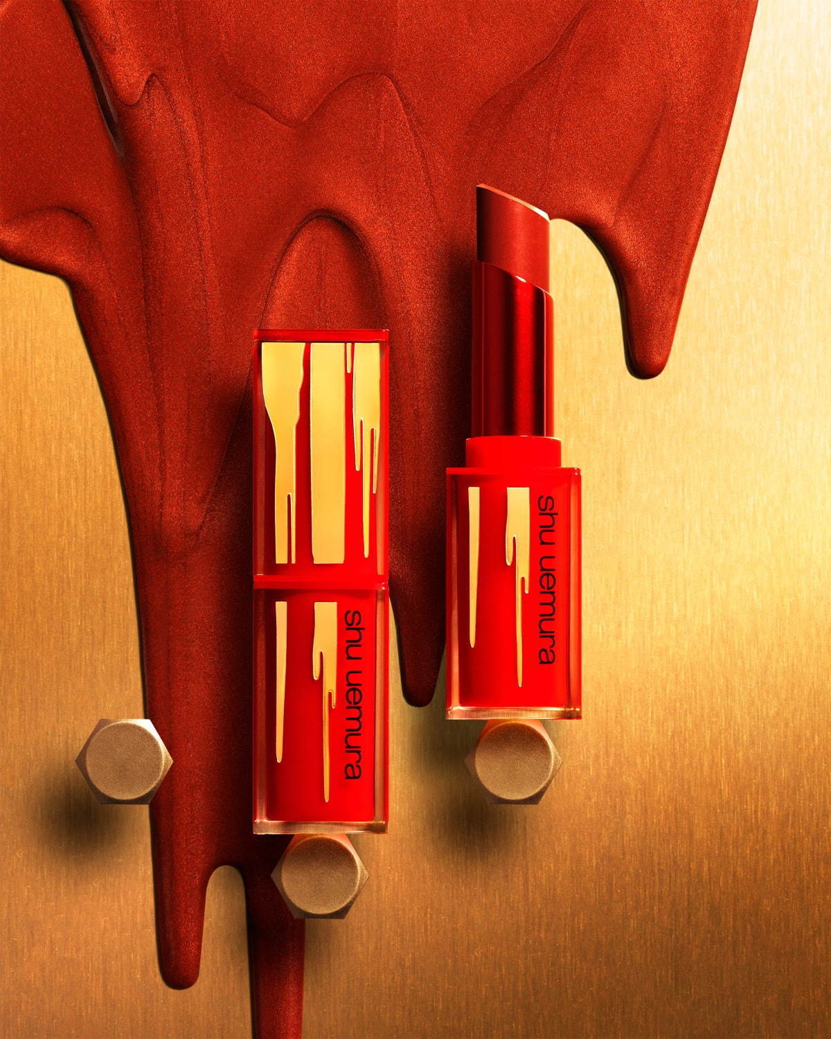 シュウ ウエムラ新作“艶と輝き”のメタリックリップ「ルージュ