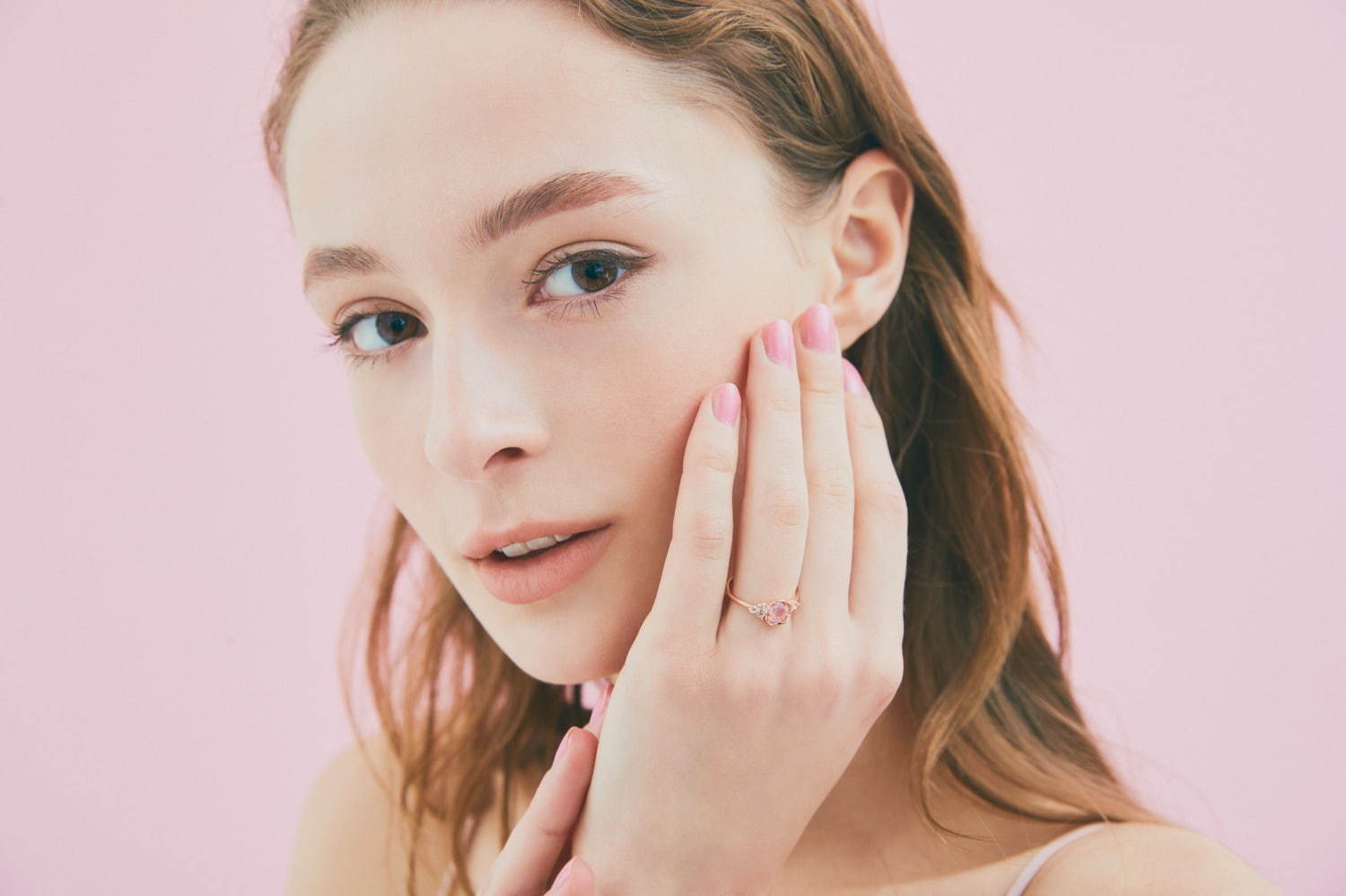 サマンサティアラの桜ジュエリー、ローズクォーツのフラワーリング