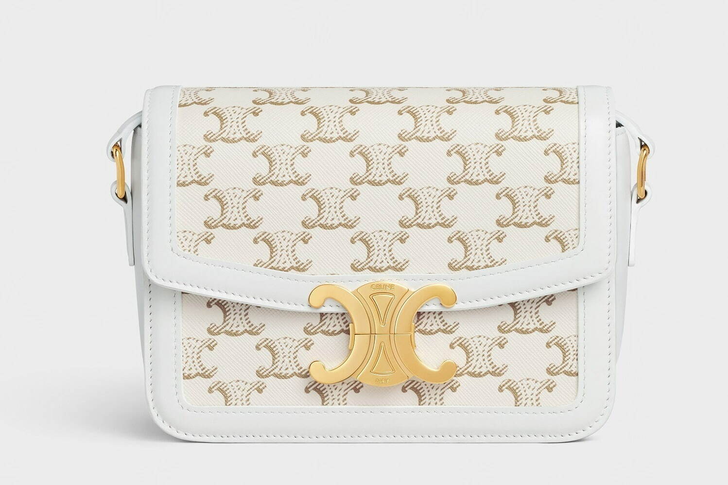 セリーヌ「トリオンフ キャンバス」バッグに新色ホワイト、“凱旋門の