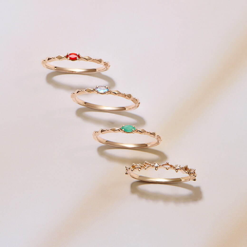 ノジェス“重ね付け”楽しむ「ポケットリング」鮮やかカラーストーン