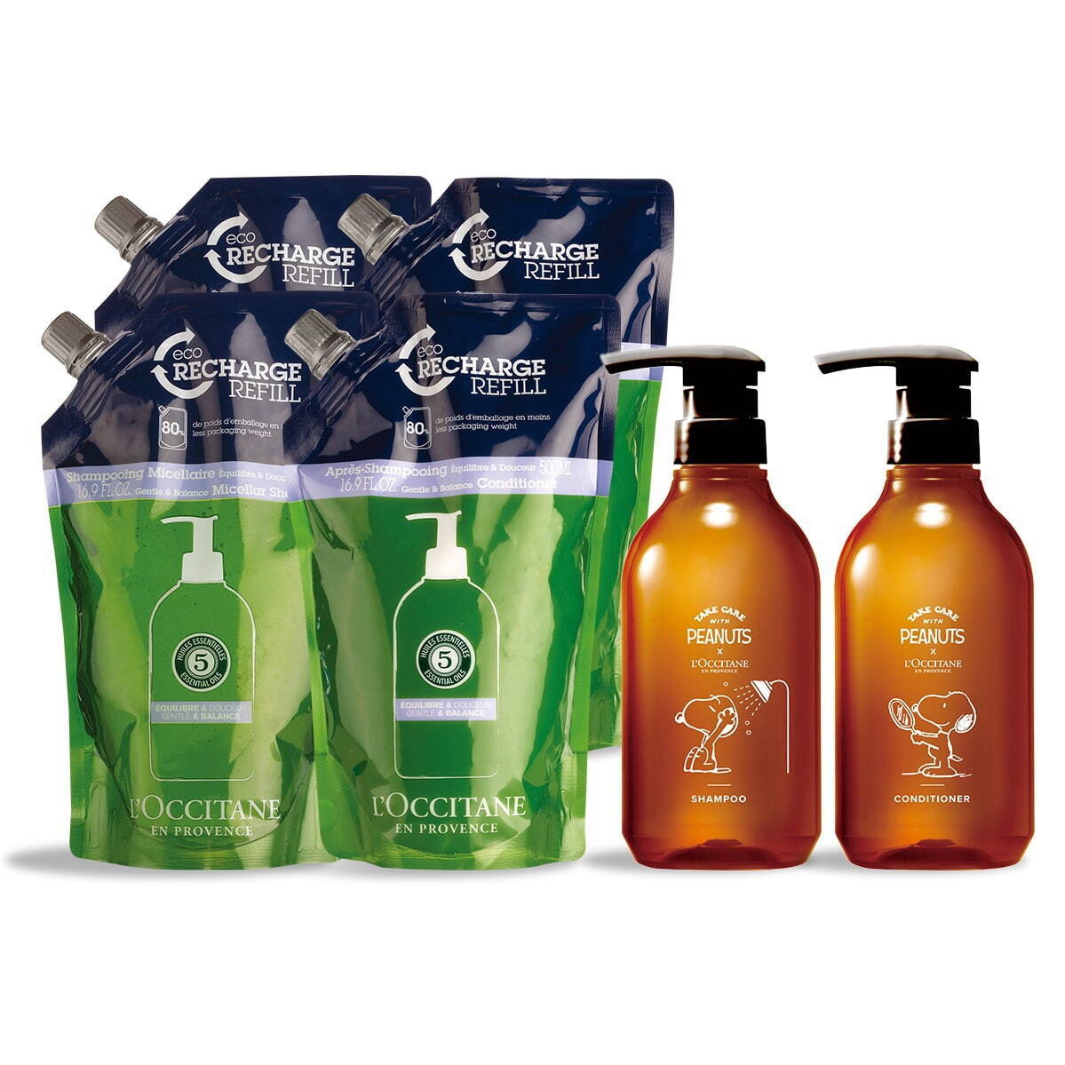 ロクシタン×「スヌーピー」限定ボディケア、スヌーピーの“詰め替え