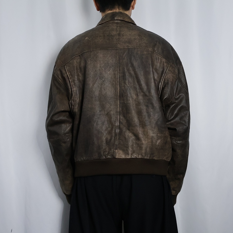 80s 90s 80年代 90年代 レザージャケット 茶色 ブラウン フェード