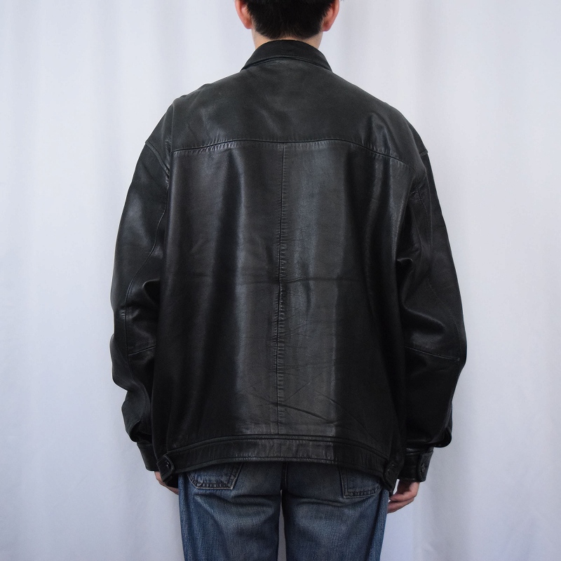 ポロラルフローレン ロゴ刺繍 革ジャン 本革 黒 ブラック チンスト付き