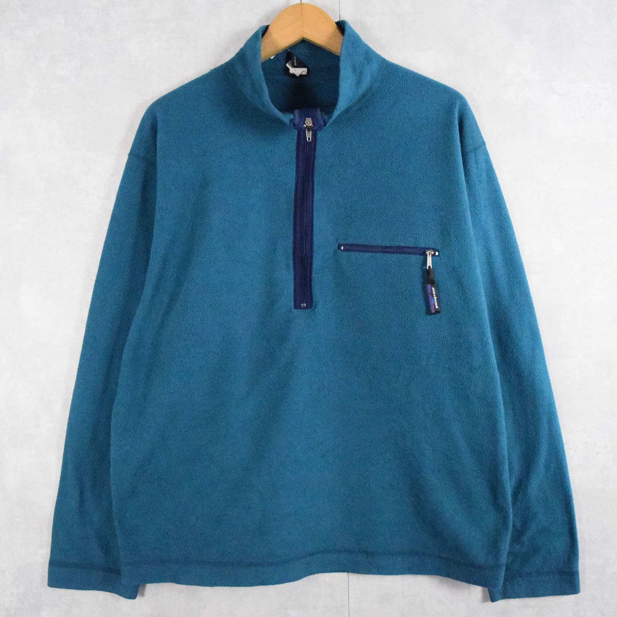 90年代 90s パタゴニア アウトドア アメリカ製 ハーフジップ 青 ブルー