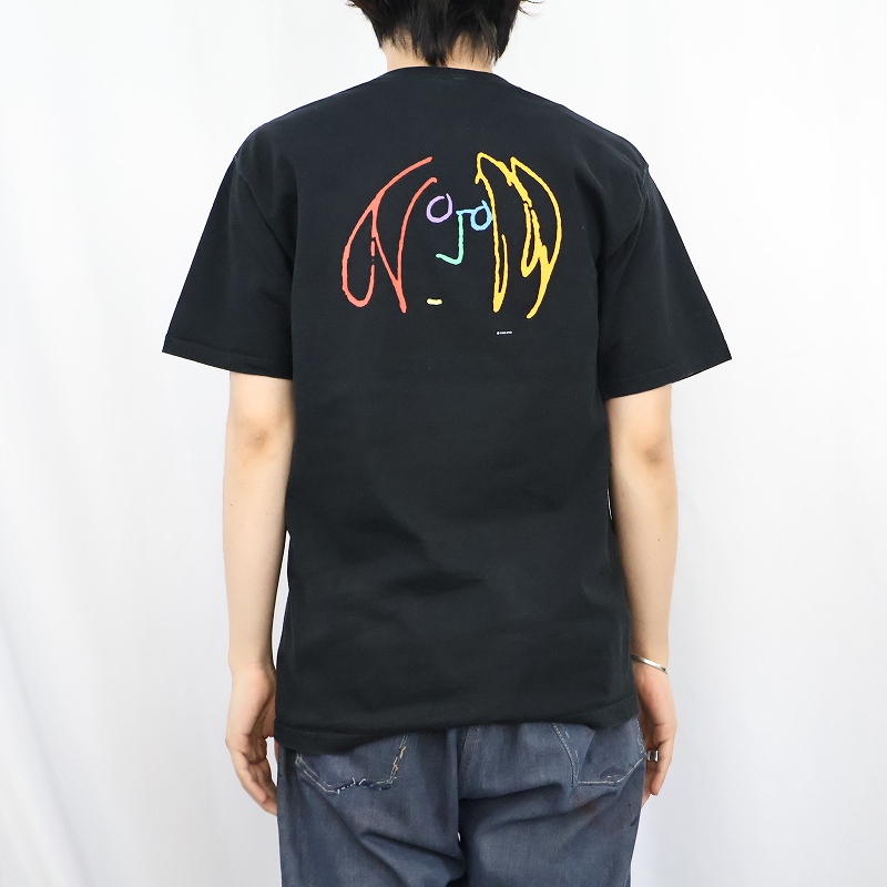 ジョン・レノン オノヨーコ 音楽 イラスト 黒 ブラック 半袖