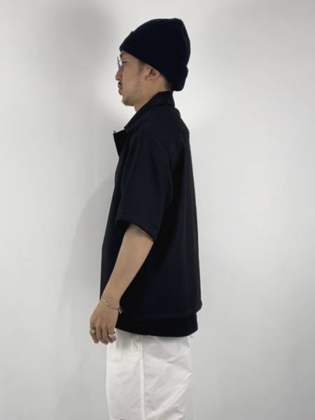 COOTIE / Polyester Twill Fly Front S/S Shirt -Black-