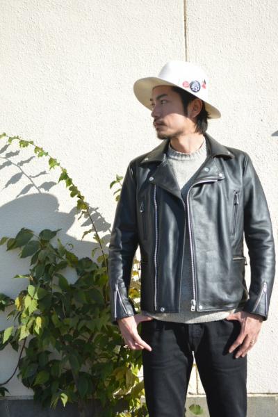COOTIE 3rd St Leather Jacket ライダースジャケット 【Navy】 クーティ