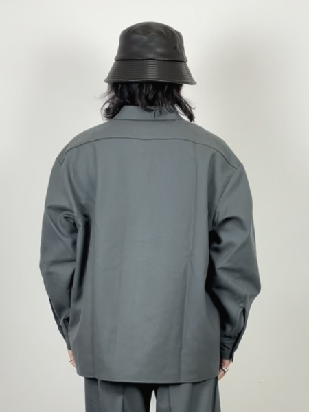COOTIE / Wool Serge Work Shirt -Gray-