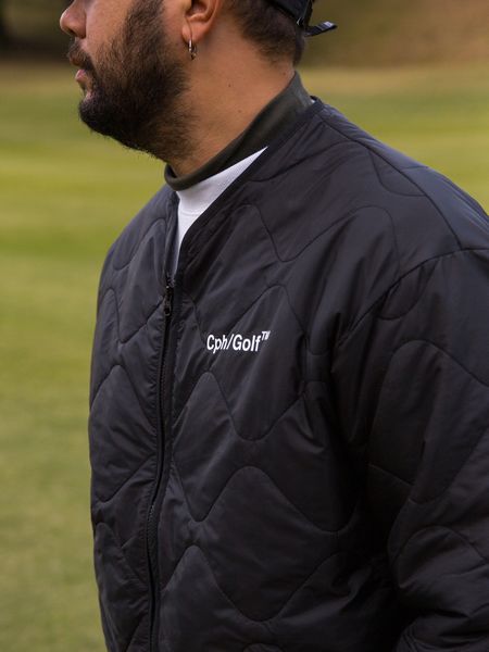 Captains Helm Golf / QUILTING NO-COLLAR JACKET -Black-