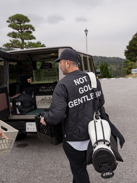 Captains Helm Golf / QUILTING NO-COLLAR JACKET -Black-