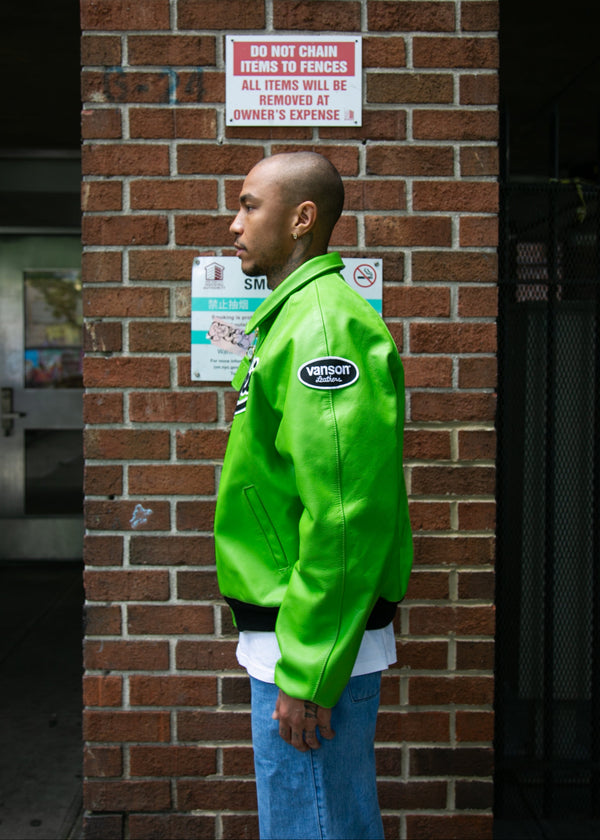 FLY GEENIUS X VANSON | BOMBER JACKET | KAWASAKI - GREEN – FLYGEENIUS
