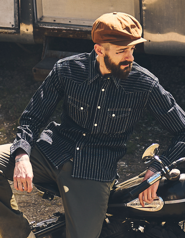 10oz デニム ワークシャツ FN-SDK-301L | THE FLAT HEAD