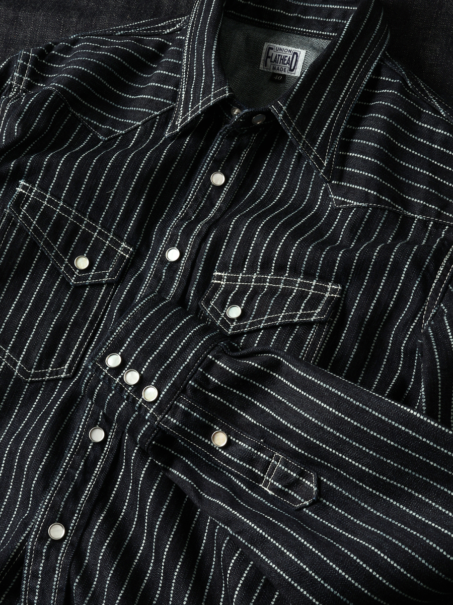 10oz デニム ウォバッシュ ウエスタンシャツ FN-SDW-701L | THE FLAT HEAD