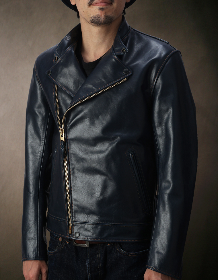 ホースハイド スタンドカラー ダブルライダースジャケット FN-LJ-HW005