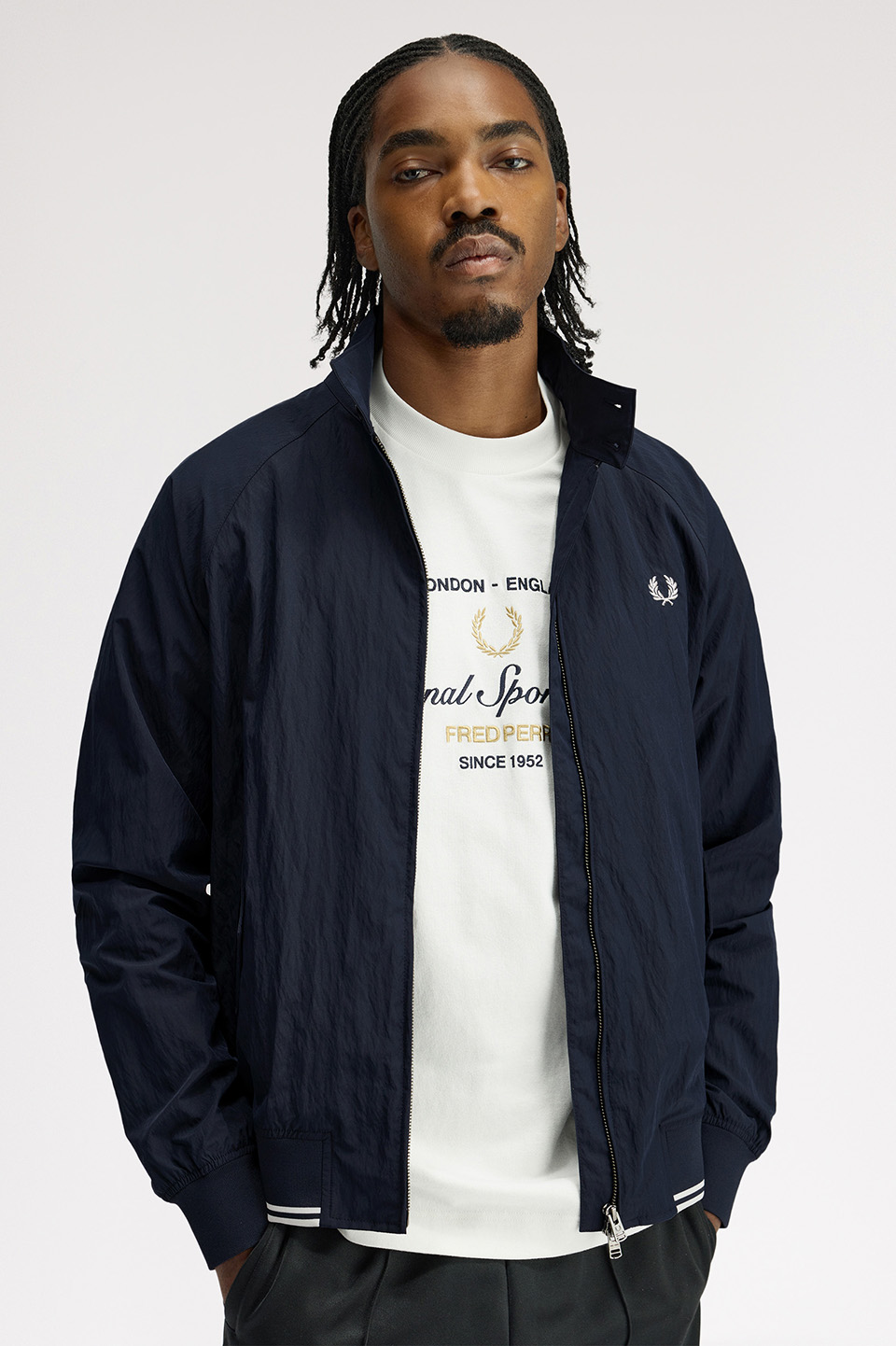 Crinkle Harrington Jacket(S 608：NAVY): | FRED PERRY JAPAN
